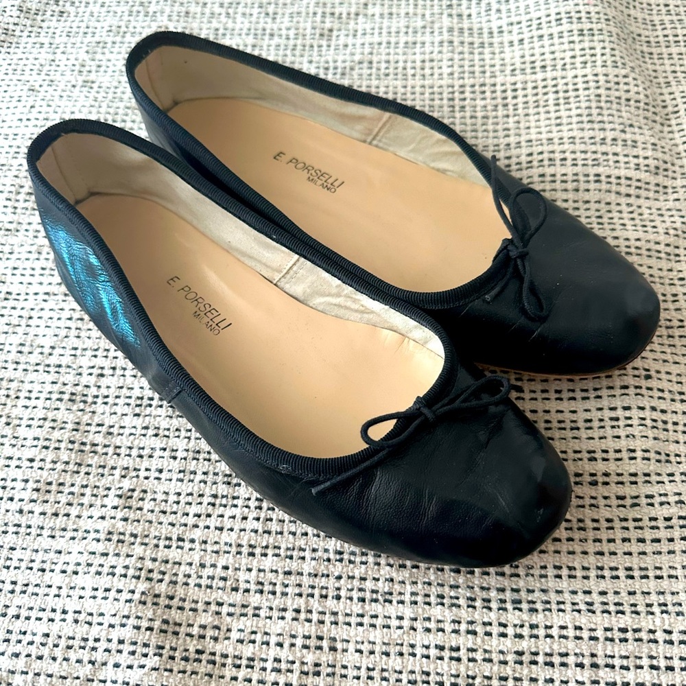 E. Porselli black leather ballet flats - size 38